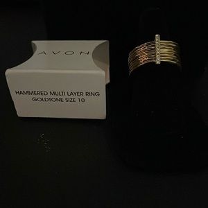 Avon Hammered Multi Layer Ring Goldtone